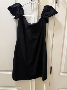 wild fable Black Mini Dress with Tie Shoulder Straps